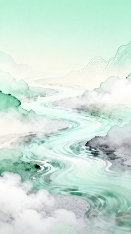 水墨风山水云雾流动背景设计素材