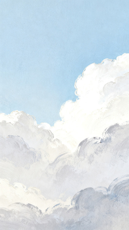 手绘风蓝天白云插画设计素材