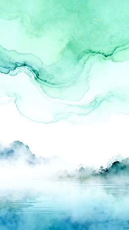 水墨风山水云雾意境插画素材