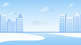 扁平风城市雪景插画设计素材