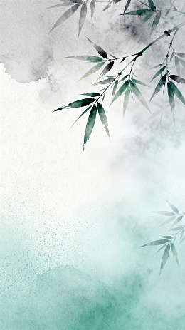 水墨风竹叶意境插画设计素材