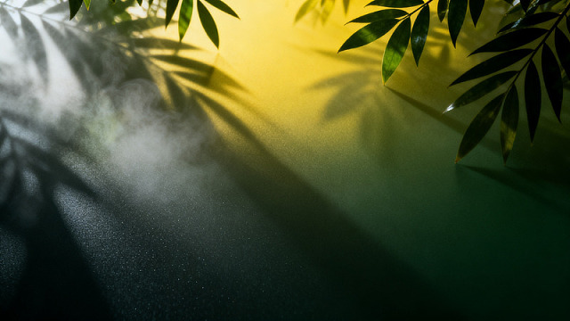 光影风绿叶投影自然背景设计素材
