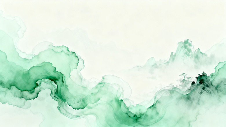 水墨风山水云雾意境背景设计素材