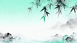 水墨风竹影山水意境背景设计素材