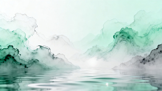 水墨风山水云雾意境背景设计素材