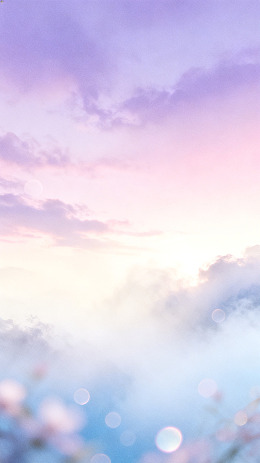 梦幻风樱花日出天空背景素材