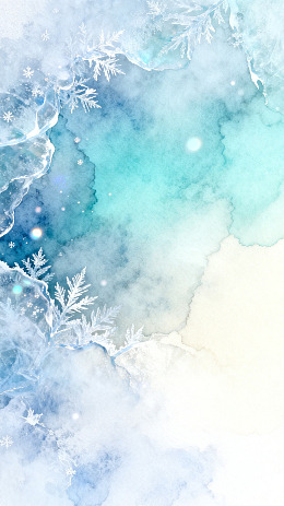 水彩风冬日雪景冰晶设计素材