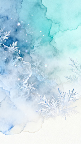 水彩风冬日雪花梦幻背景设计素材