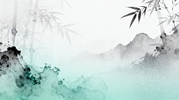 水墨风竹林山水意境背景素材