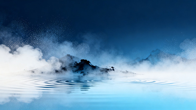 水墨风山水云雾倒影设计素材