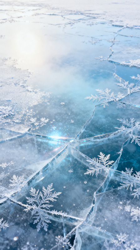 极光风冰裂雪花高清背景素材