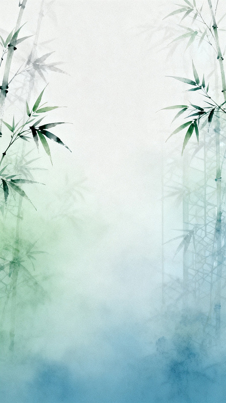 水墨风竹林意境背景设计素材