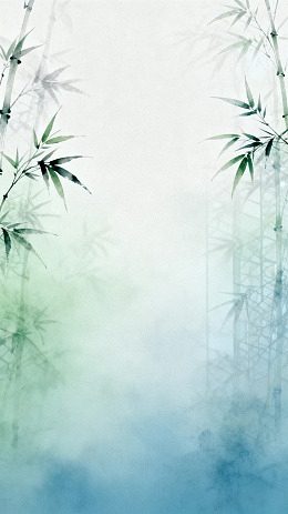 水墨风竹林意境背景设计素材