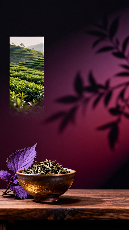 静谧风茶山茶叶素材