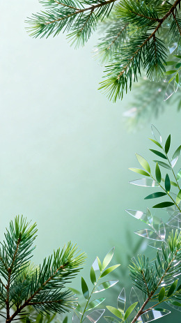 清新风绿植枝叶透明质感设计素材
