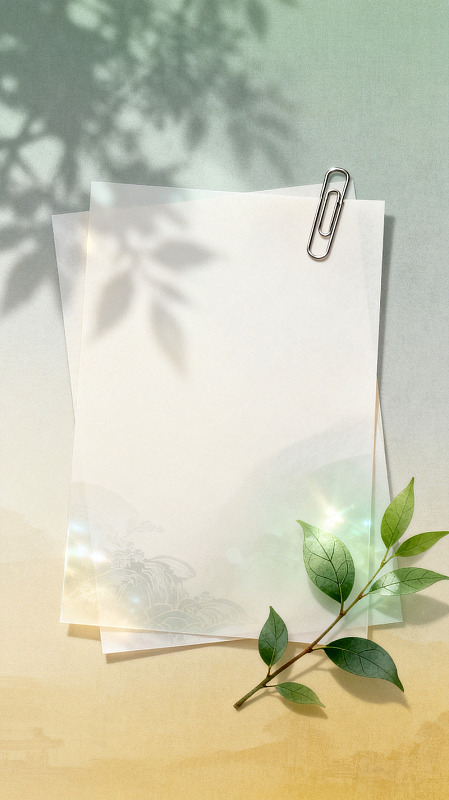 清新风空白纸张绿叶设计素材