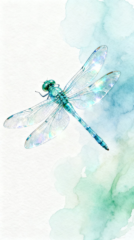 水彩风蜻蜓飞舞插画设计素材