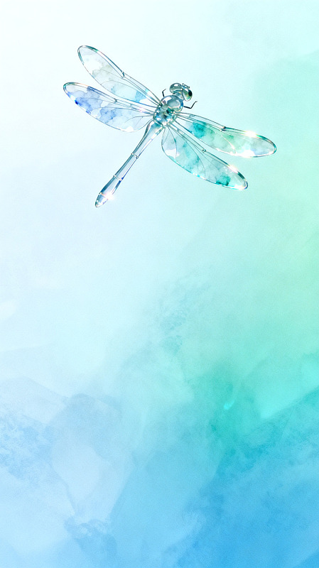 梦幻风透明蜻蜓水彩背景设计素材