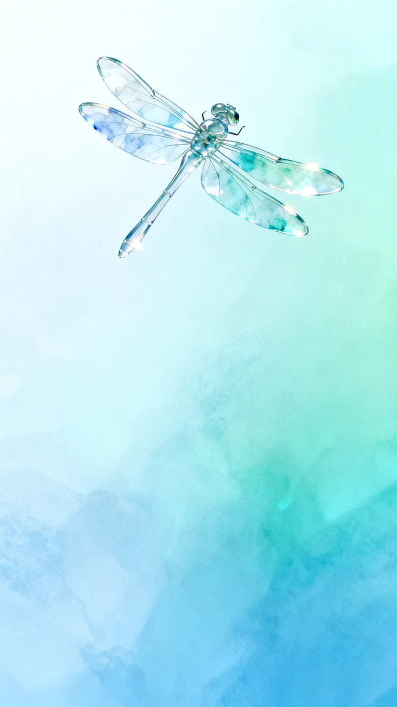 梦幻风透明蜻蜓水彩背景设计素材