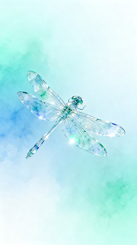 水彩风透明蜻蜓梦幻插画设计素材