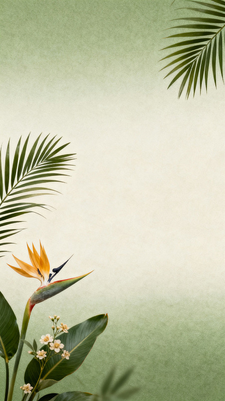 热带风天堂鸟植物插画设计素材