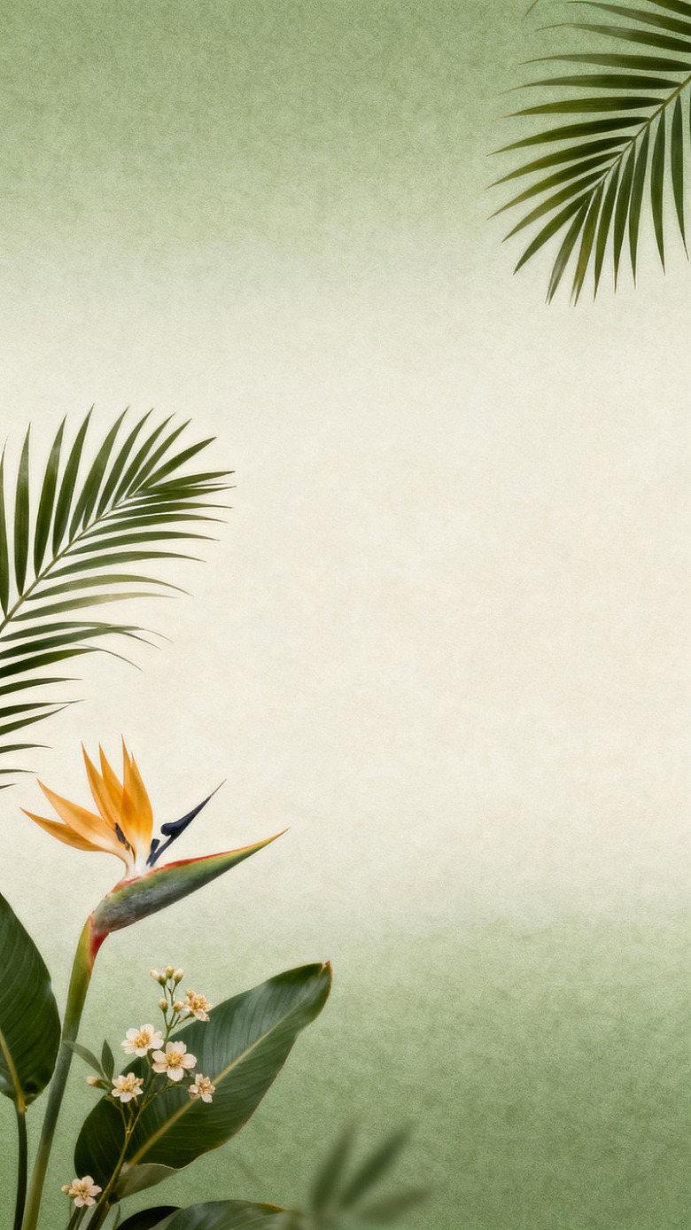 热带风天堂鸟植物插画设计素材