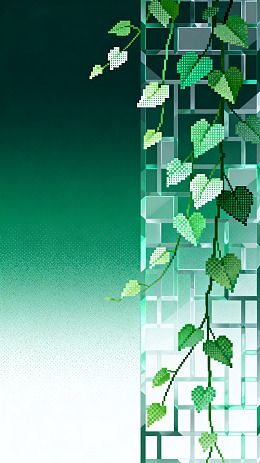 像素风绿植藤蔓几何背景设计素材