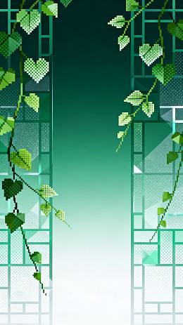 像素风绿植藤蔓几何背景设计素材