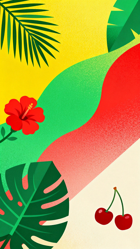 热带风夏日植物插画设计素材
