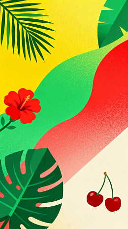 热带风夏日植物插画设计素材