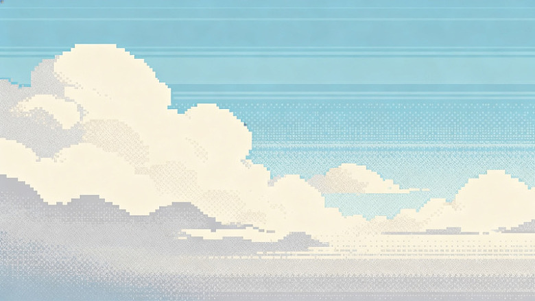 像素风天空云朵背景设计素材
