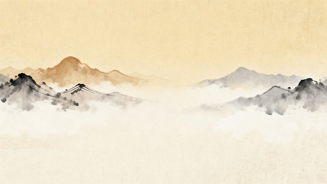 水墨风山水云雾意境背景设计素材
