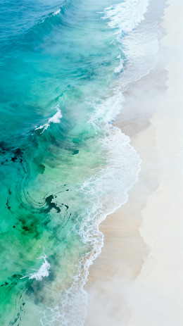 航拍风海浪沙滩自然风光素材