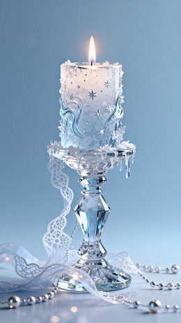 梦幻风冰雪烛台水晶装饰设计素材
