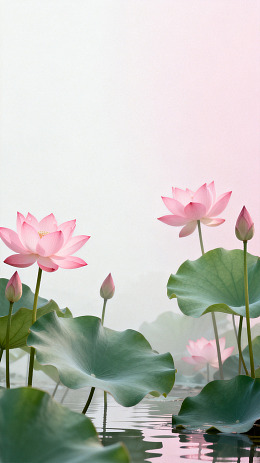 唯美风荷花池塘素材