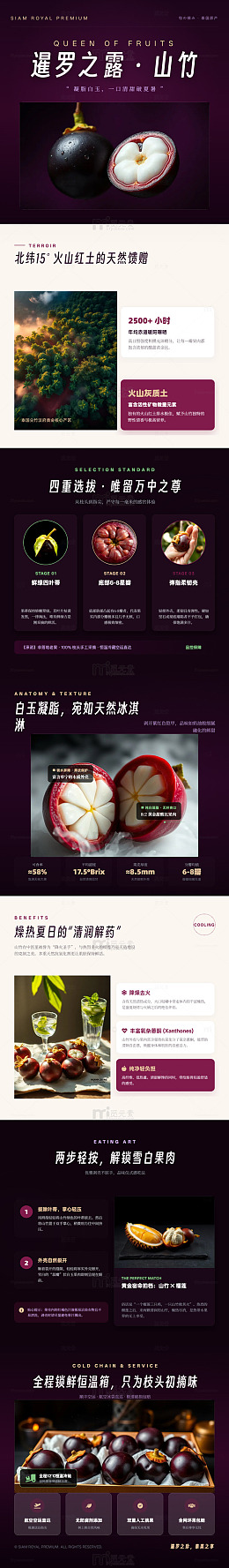 高端风山竹水果海报长图详情页