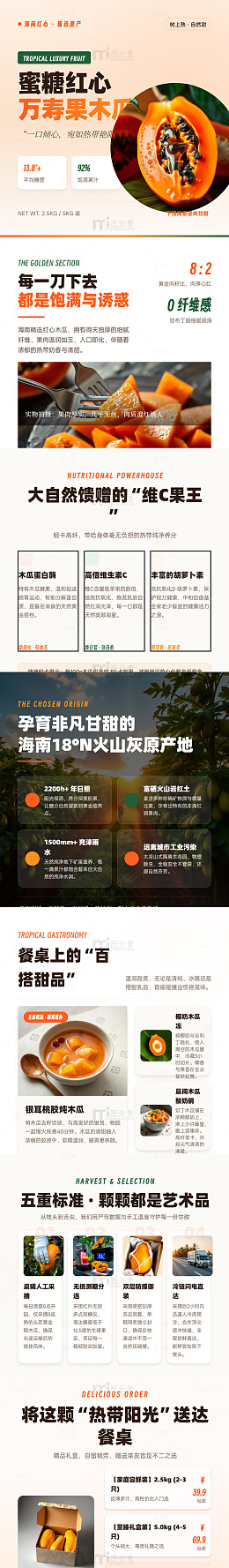 简约风热带水果宣传海报长图详情页