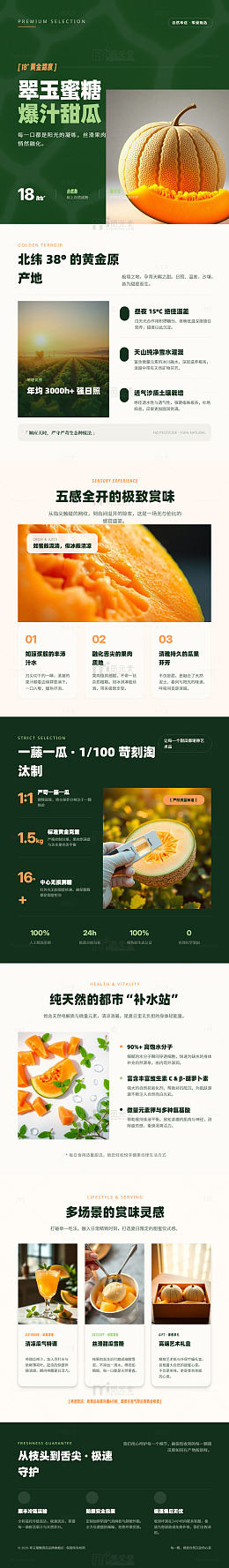 极简风蜜瓜产品宣传海报长图详情页