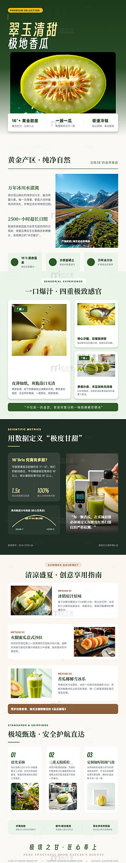 极简风香瓜产品宣传海报长图详情页