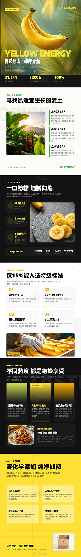 极简风香蕉能量海报长图详情页