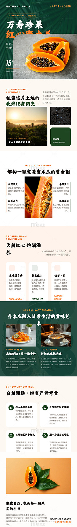 极简风万寿珍果木瓜宣传海报长图详情页