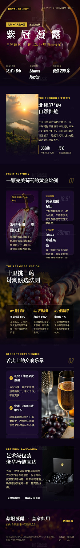 高端风葡萄产品宣传海报长图详情页