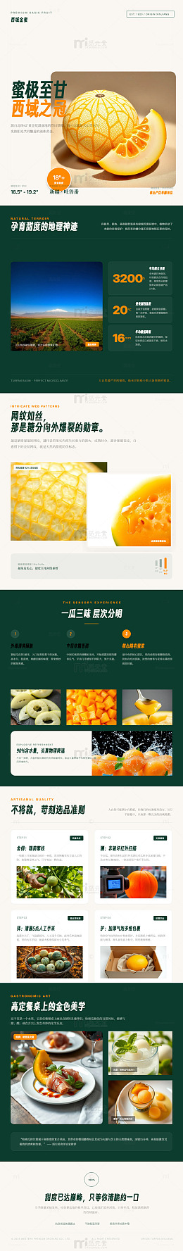 简约风哈密瓜产品宣传长图详情页