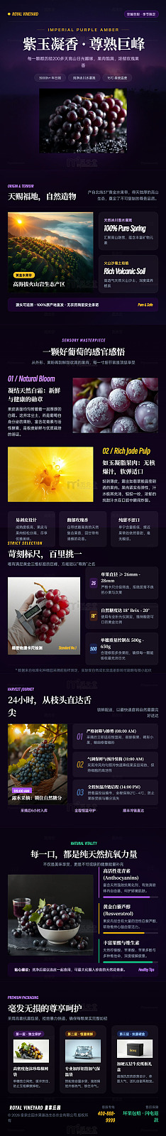 暗黑风高端葡萄酒海报长图详情页