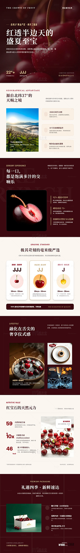 高端风樱桃礼盒宣传海报长图详情页