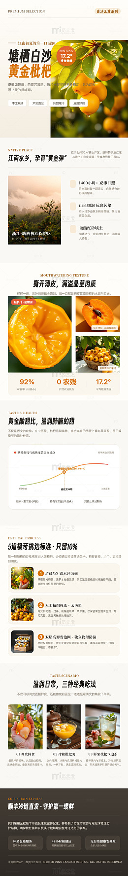 极简风黄金枇杷产品宣传海报长图详情页
