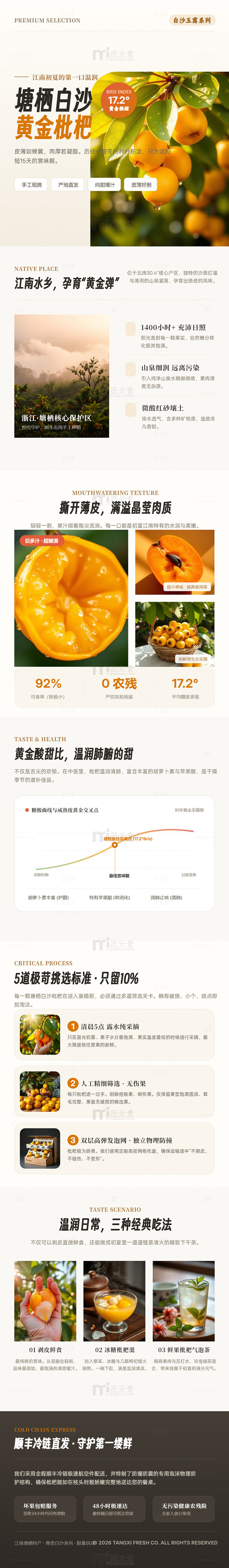极简风黄金枇杷产品宣传海报长图详情页