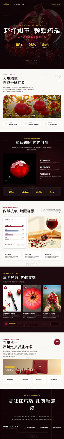 暗黑风高端石榴产品宣传长图详情页