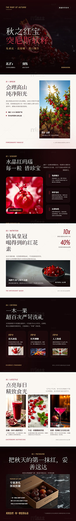 极简风秋日石榴主题长图详情页