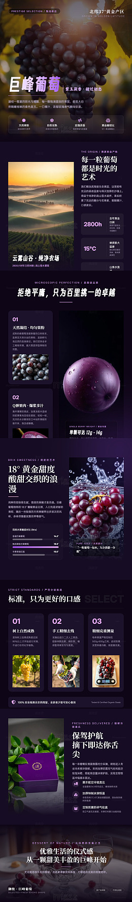 高端风巨峰葡萄农产品宣传海报长图详情页